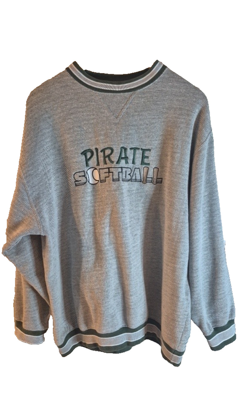 Vintage 1990s Vintage Luna Pier Pirate Softball Crewneck Sweatshirt L Gray/Green